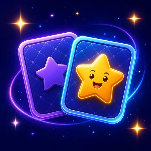 Memory Matching app icon with two glowing cards and a gold star